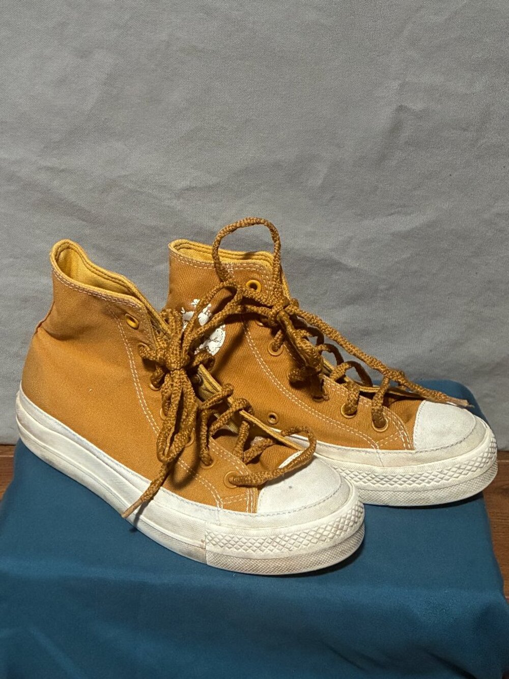 Converse Chuck Taylor High Top Lift Platform Mustard Gold Yellow Sz 7 Indie Y2K